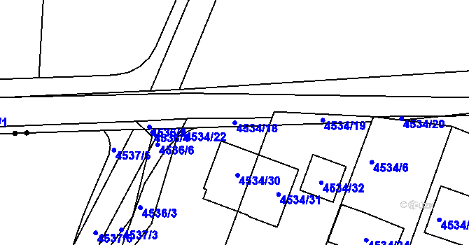 Parcela st. 4534/18 v KÚ Příbram, Katastrální mapa