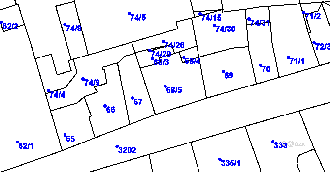 Parcela st. 68/5 v KÚ Příbram, Katastrální mapa