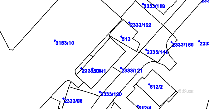 Parcela st. 504/3 v KÚ Příbram, Katastrální mapa