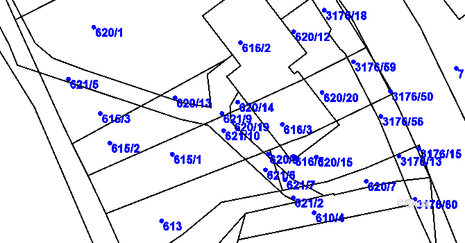 Parcela st. 620/19 v KÚ Příbram, Katastrální mapa