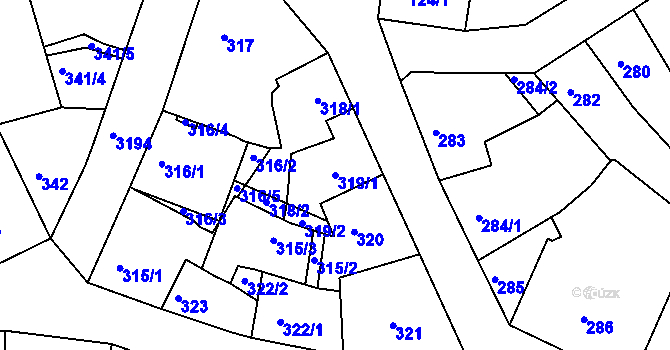 Parcela st. 319/1 v KÚ Příbram, Katastrální mapa