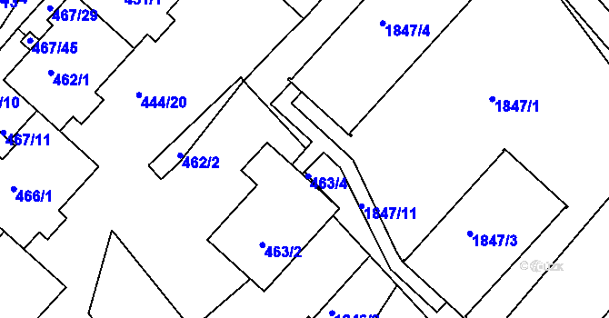 Parcela st. 463/3 v KÚ Příbram, Katastrální mapa