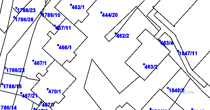 Parcela st. 465/1 v KÚ Příbram, Katastrální mapa