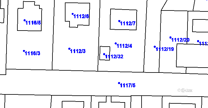 Parcela st. 1112/32 v KÚ Příbram, Katastrální mapa