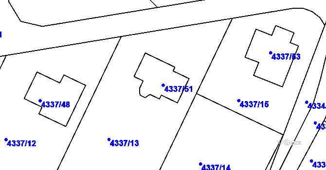 Parcela st. 4337/51 v KÚ Příbram, Katastrální mapa