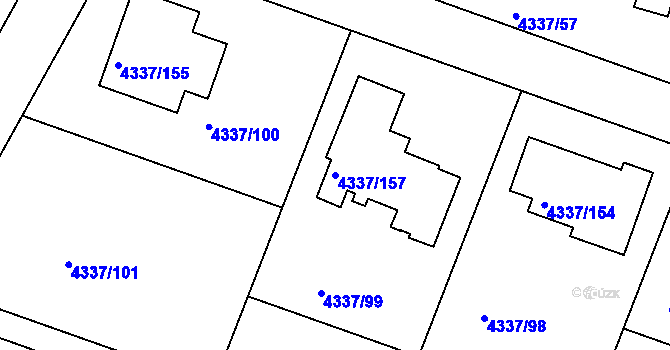 Parcela st. 4337/157 v KÚ Příbram, Katastrální mapa