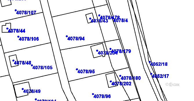Parcela st. 4078/204 v KÚ Příbram, Katastrální mapa