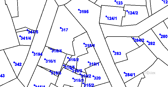 Parcela st. 318/1 v KÚ Příbram, Katastrální mapa
