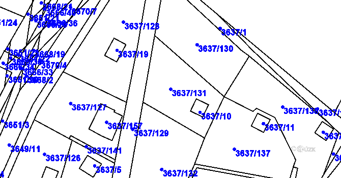 Parcela st. 3637/131 v KÚ Příbram, Katastrální mapa