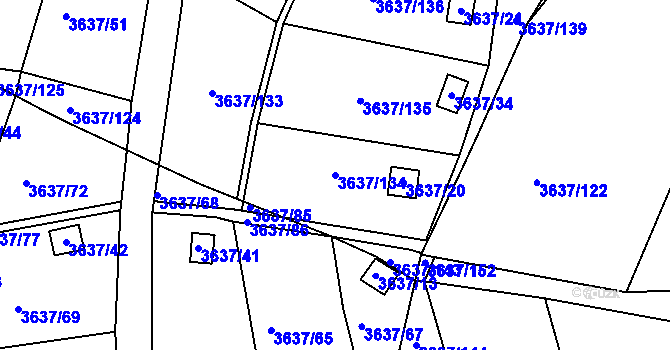 Parcela st. 3637/134 v KÚ Příbram, Katastrální mapa