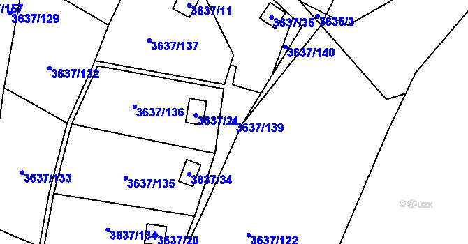 Parcela st. 3637/139 v KÚ Příbram, Katastrální mapa