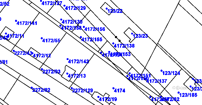 Parcela st. 4172/154 v KÚ Příbram, Katastrální mapa