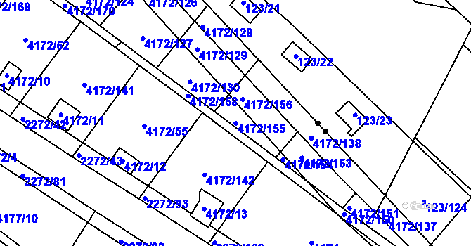 Parcela st. 4172/155 v KÚ Příbram, Katastrální mapa
