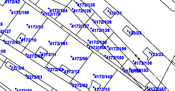 Parcela st. 4172/158 v KÚ Příbram, Katastrální mapa