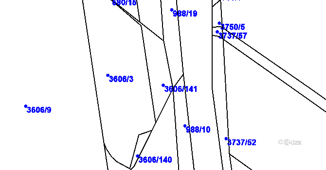 Parcela st. 3606/141 v KÚ Příbram, Katastrální mapa