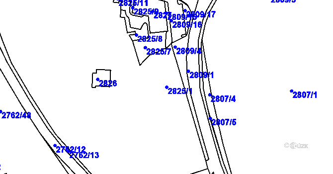 Parcela st. 2825/1 v KÚ Příbram, Katastrální mapa