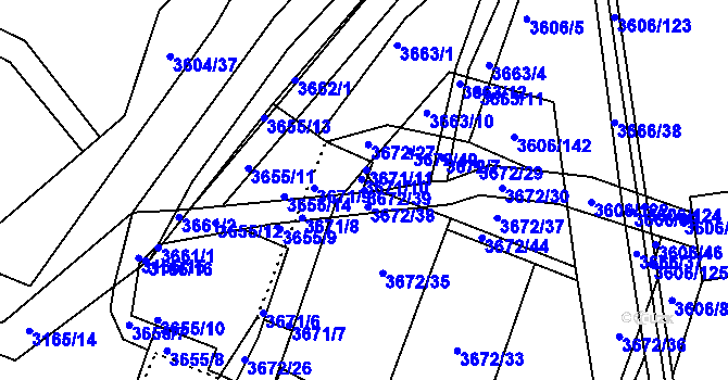 Parcela st. 3672/39 v KÚ Příbram, Katastrální mapa