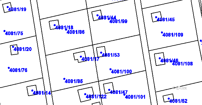 Parcela st. 4081/53 v KÚ Příbram, Katastrální mapa