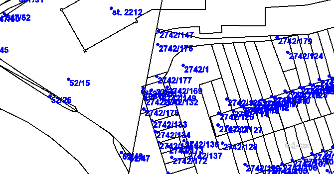 Parcela st. 2742/169 v KÚ Příbram, Katastrální mapa