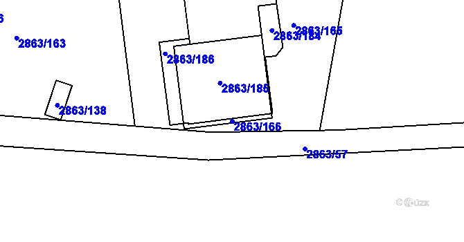 Parcela st. 2863/166 v KÚ Příbram, Katastrální mapa