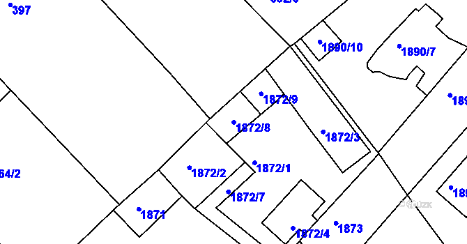 Parcela st. 1872/8 v KÚ Příbram, Katastrální mapa
