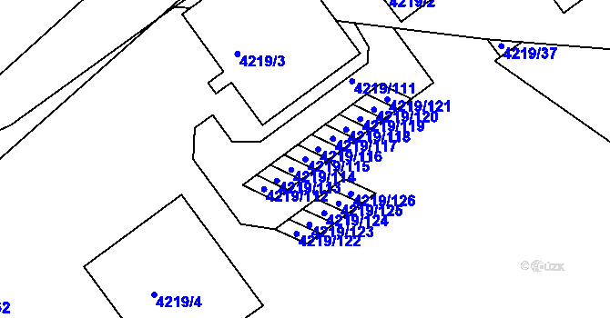 Parcela st. 4219/115 v KÚ Příbram, Katastrální mapa
