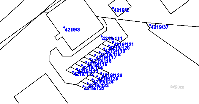 Parcela st. 4219/118 v KÚ Příbram, Katastrální mapa