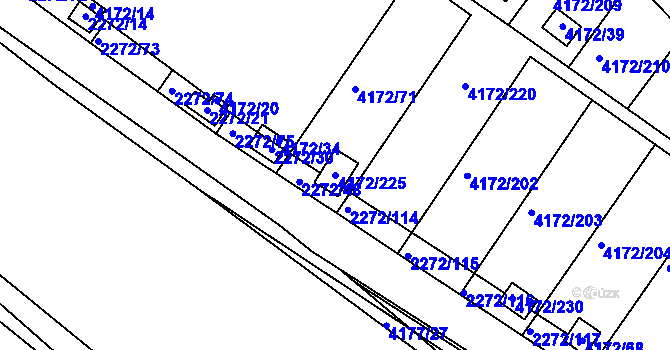 Parcela st. 4172/225 v KÚ Příbram, Katastrální mapa