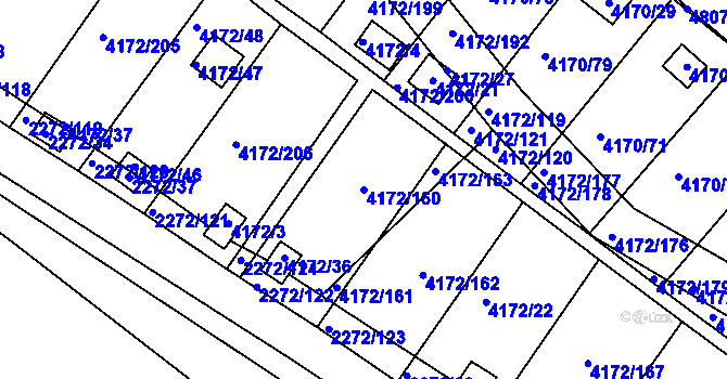 Parcela st. 4172/160 v KÚ Příbram, Katastrální mapa