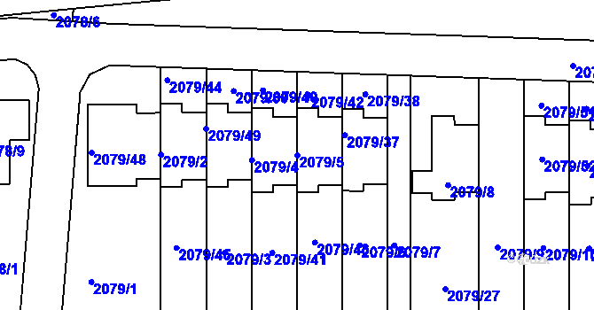Parcela st. 2079/5 v KÚ Příbram, Katastrální mapa