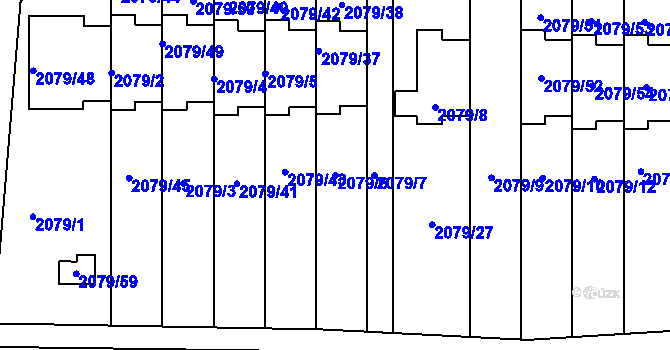 Parcela st. 2079/6 v KÚ Příbram, Katastrální mapa