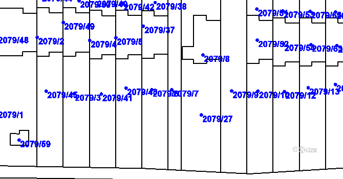 Parcela st. 2079/7 v KÚ Příbram, Katastrální mapa
