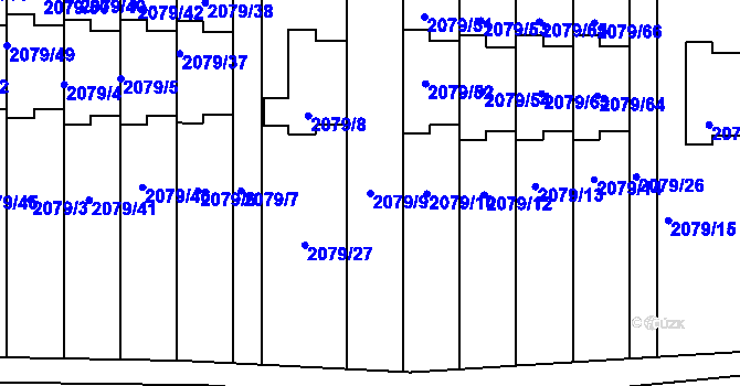 Parcela st. 2079/9 v KÚ Příbram, Katastrální mapa