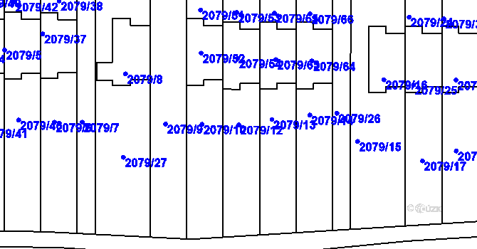 Parcela st. 2079/12 v KÚ Příbram, Katastrální mapa