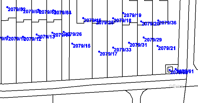 Parcela st. 2079/17 v KÚ Příbram, Katastrální mapa