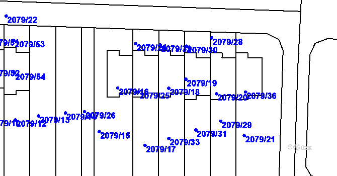 Parcela st. 2079/18 v KÚ Příbram, Katastrální mapa