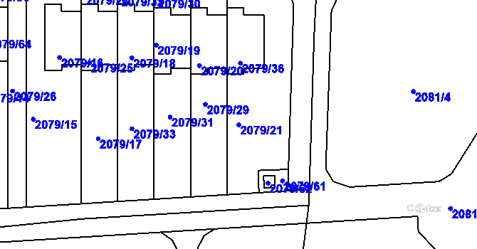 Parcela st. 2079/21 v KÚ Příbram, Katastrální mapa
