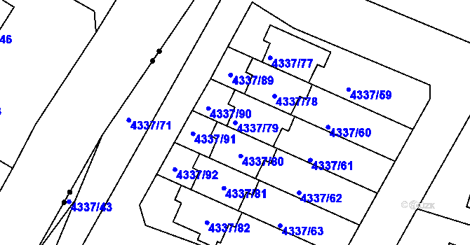 Parcela st. 4337/79 v KÚ Příbram, Katastrální mapa