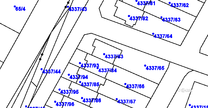 Parcela st. 4337/83 v KÚ Příbram, Katastrální mapa