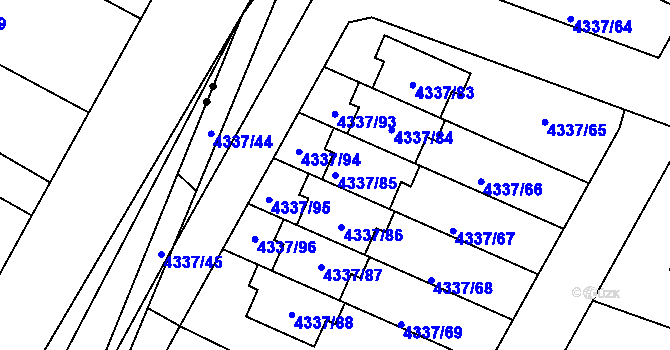 Parcela st. 4337/85 v KÚ Příbram, Katastrální mapa