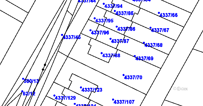 Parcela st. 4337/88 v KÚ Příbram, Katastrální mapa