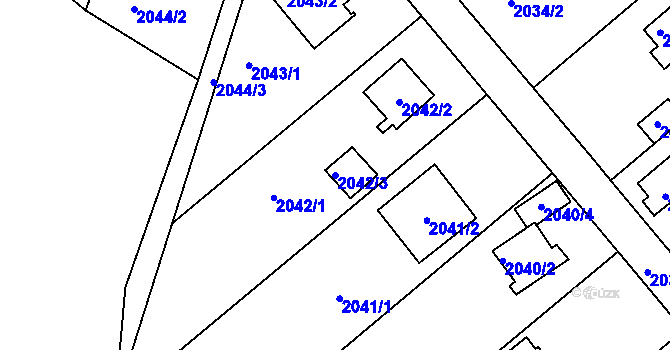 Parcela st. 2042/3 v KÚ Příbram, Katastrální mapa