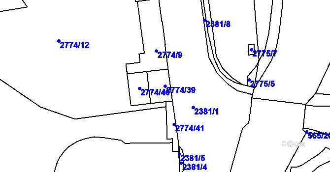 Parcela st. 2774/39 v KÚ Příbram, Katastrální mapa
