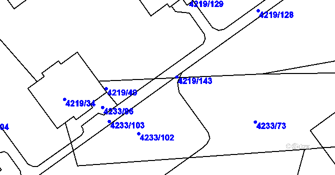 Parcela st. 4219/141 v KÚ Příbram, Katastrální mapa