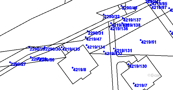Parcela st. 4219/134 v KÚ Příbram, Katastrální mapa