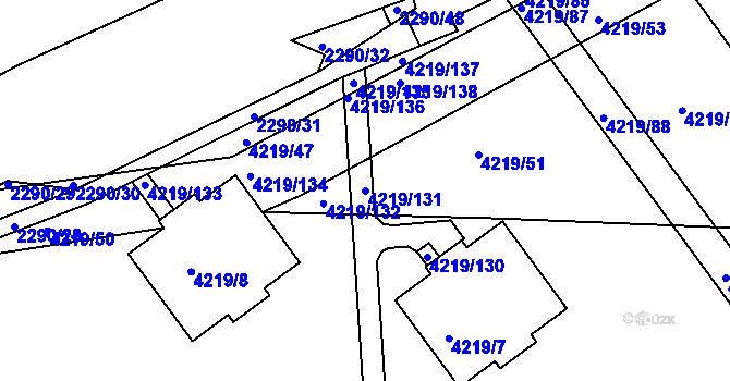 Parcela st. 4219/131 v KÚ Příbram, Katastrální mapa