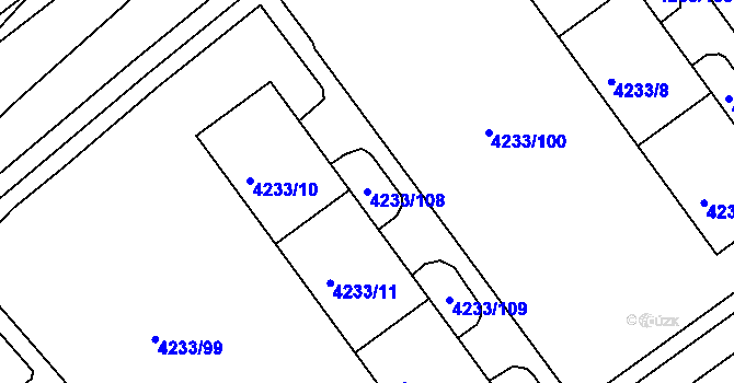 Parcela st. 4233/108 v KÚ Příbram, Katastrální mapa