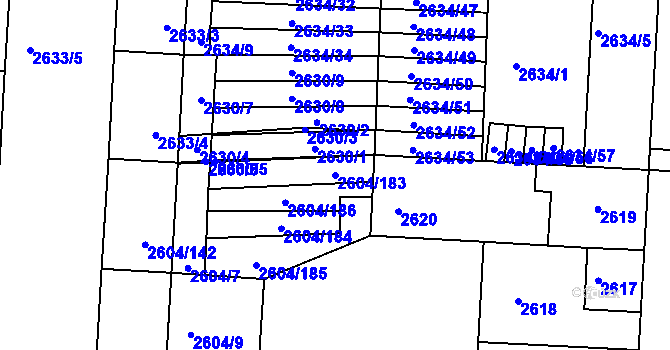 Parcela st. 2604/183 v KÚ Příbram, Katastrální mapa