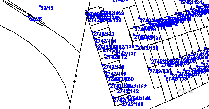 Parcela st. 2742/172 v KÚ Příbram, Katastrální mapa