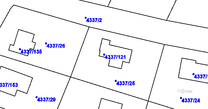 Parcela st. 4337/121 v KÚ Příbram, Katastrální mapa